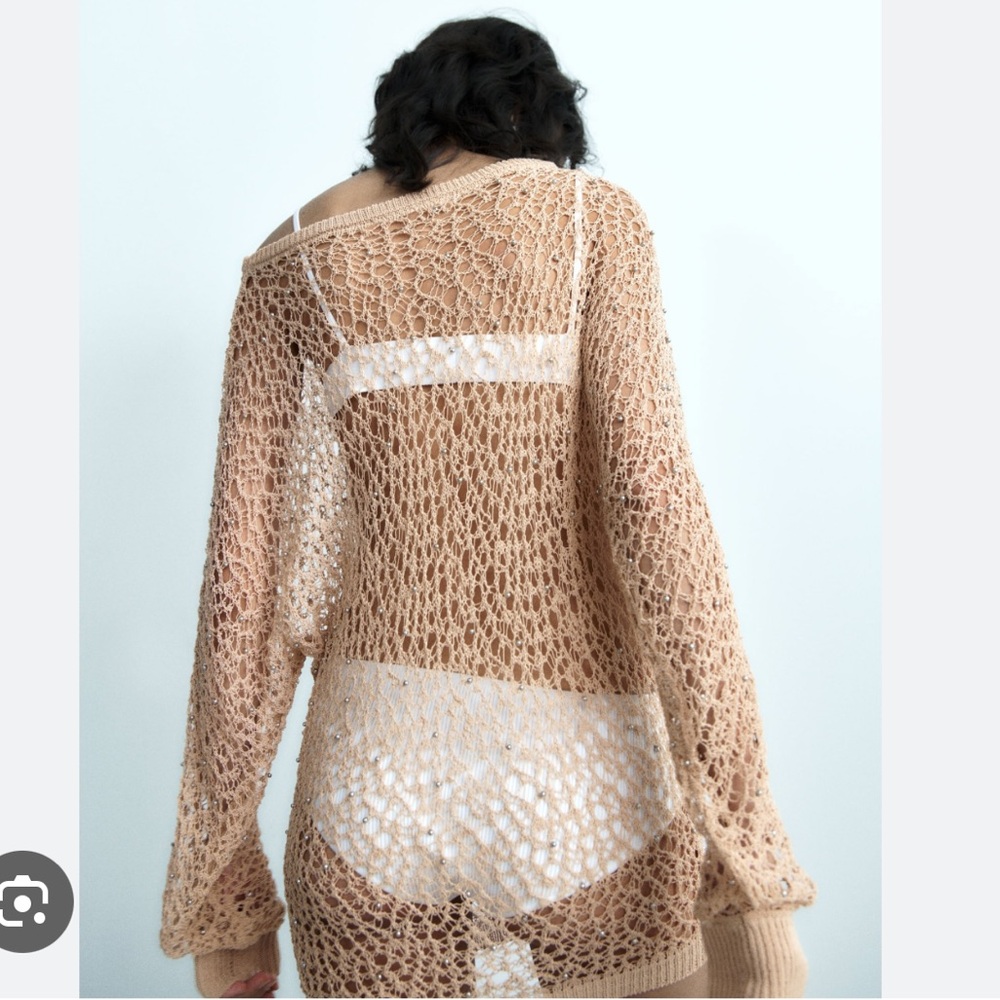 ZARA POMPOM KNIT TOP - Picture 4 of 9